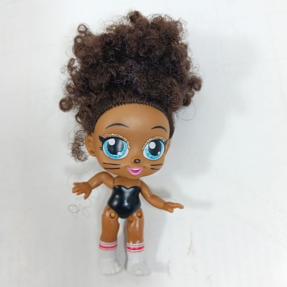 MGA LOL Surprise JK Neon QT Mini Fashion Doll Brown Curly Hair Cat Face 3 inch